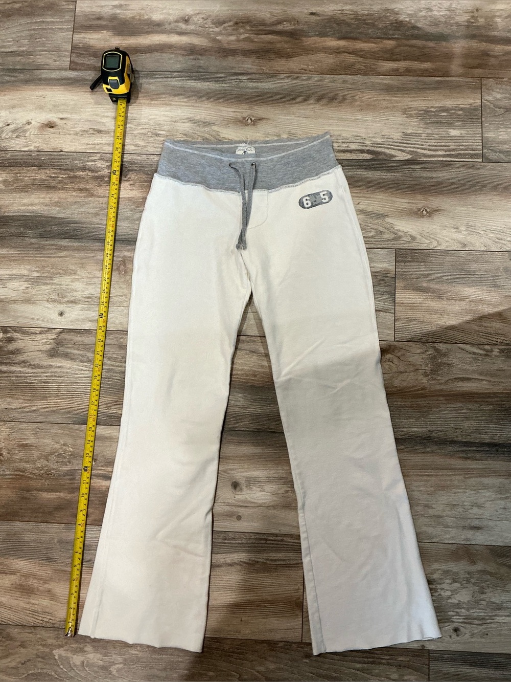Girls' Cream Lounge Pants with Gray Waistband